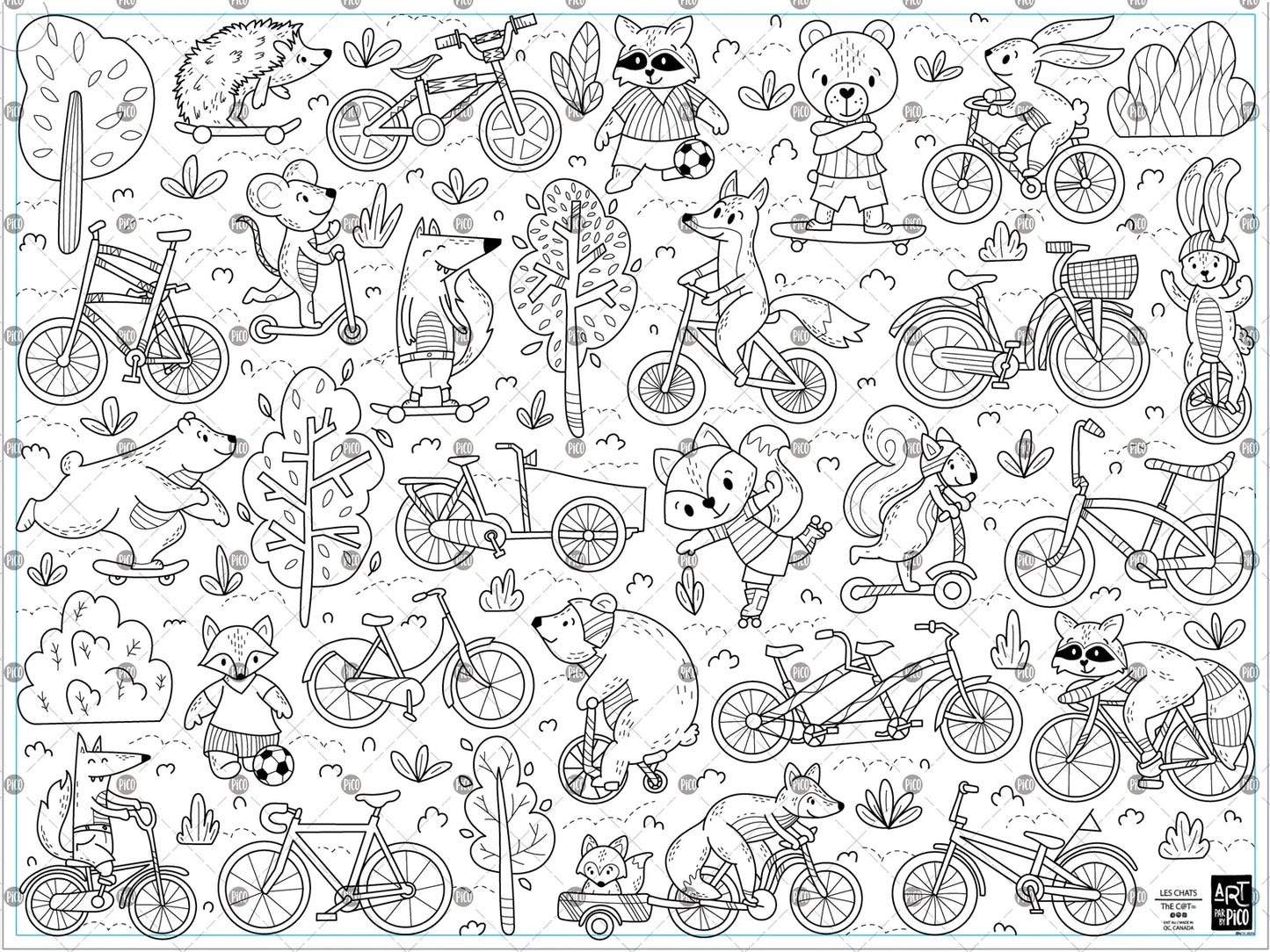 Coloriage géant - Balade à vélo