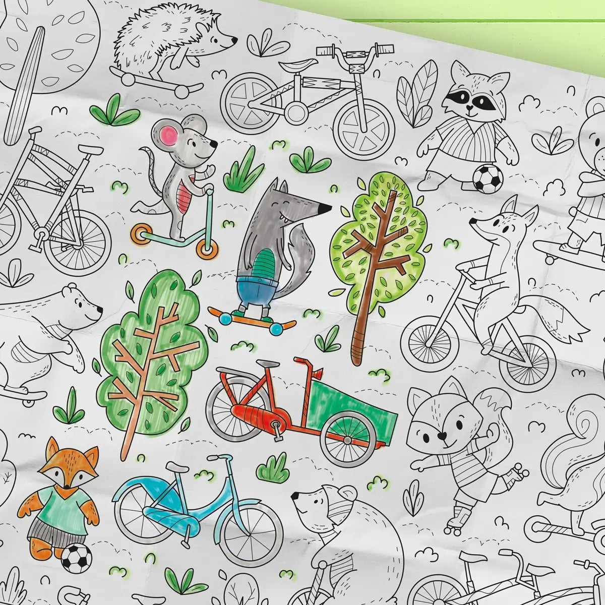 Coloriage géant - Balade à vélo