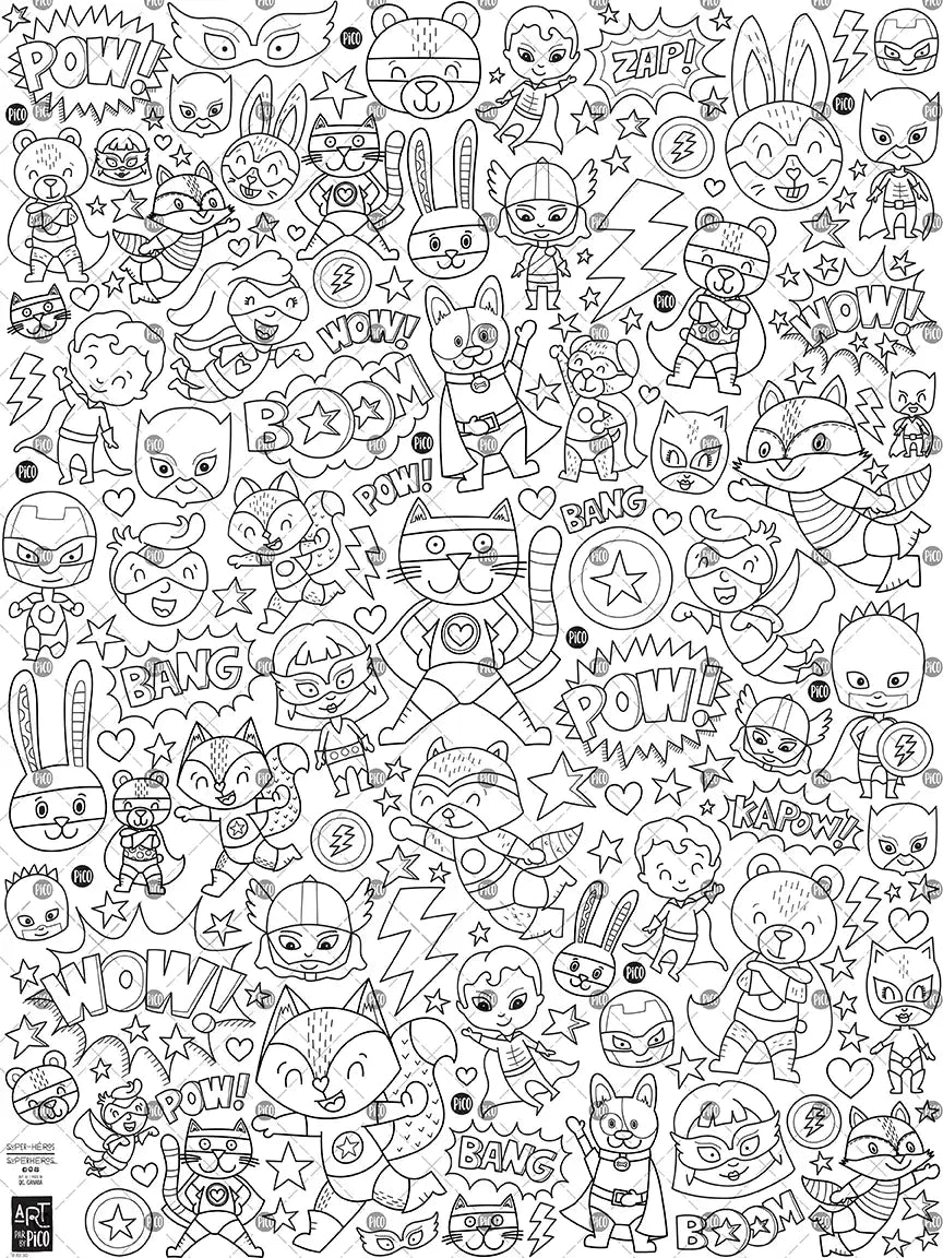 Coloriage géant - Super-héros