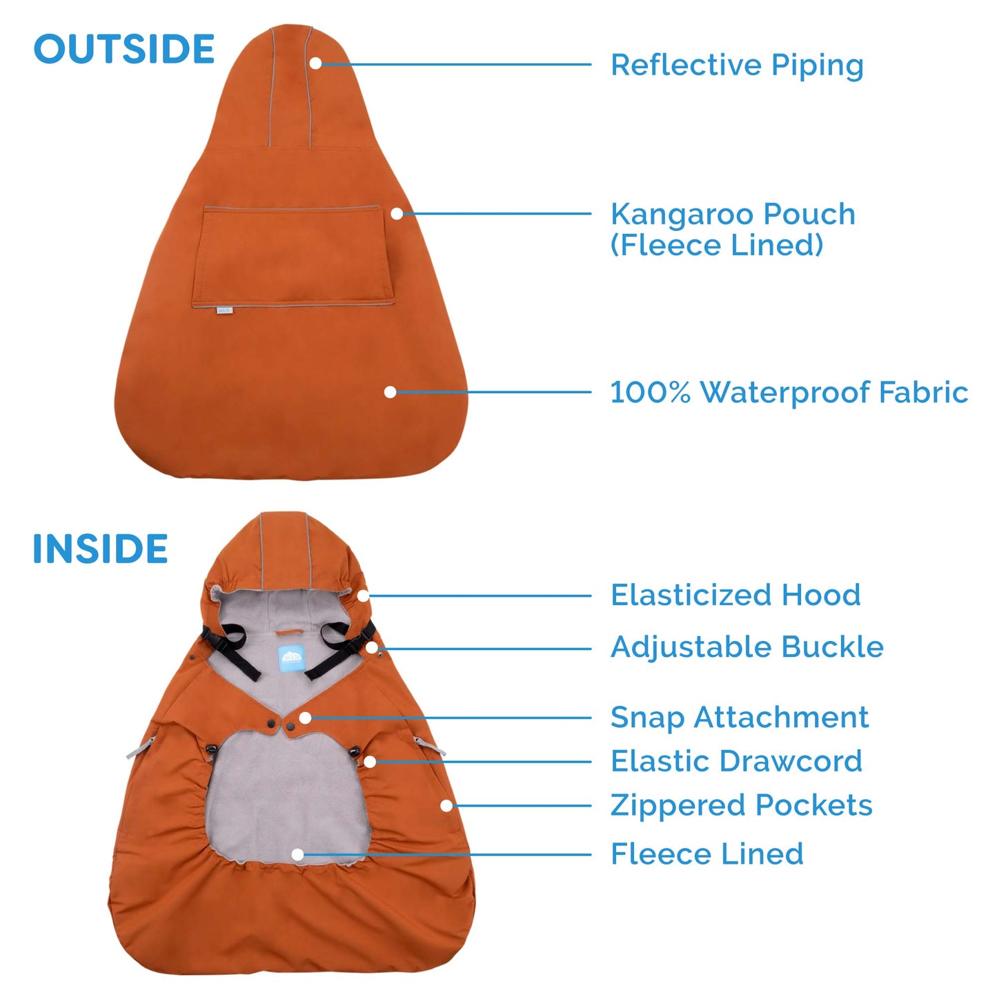 Housse doublée imperméable pour bébé - Soft Brown