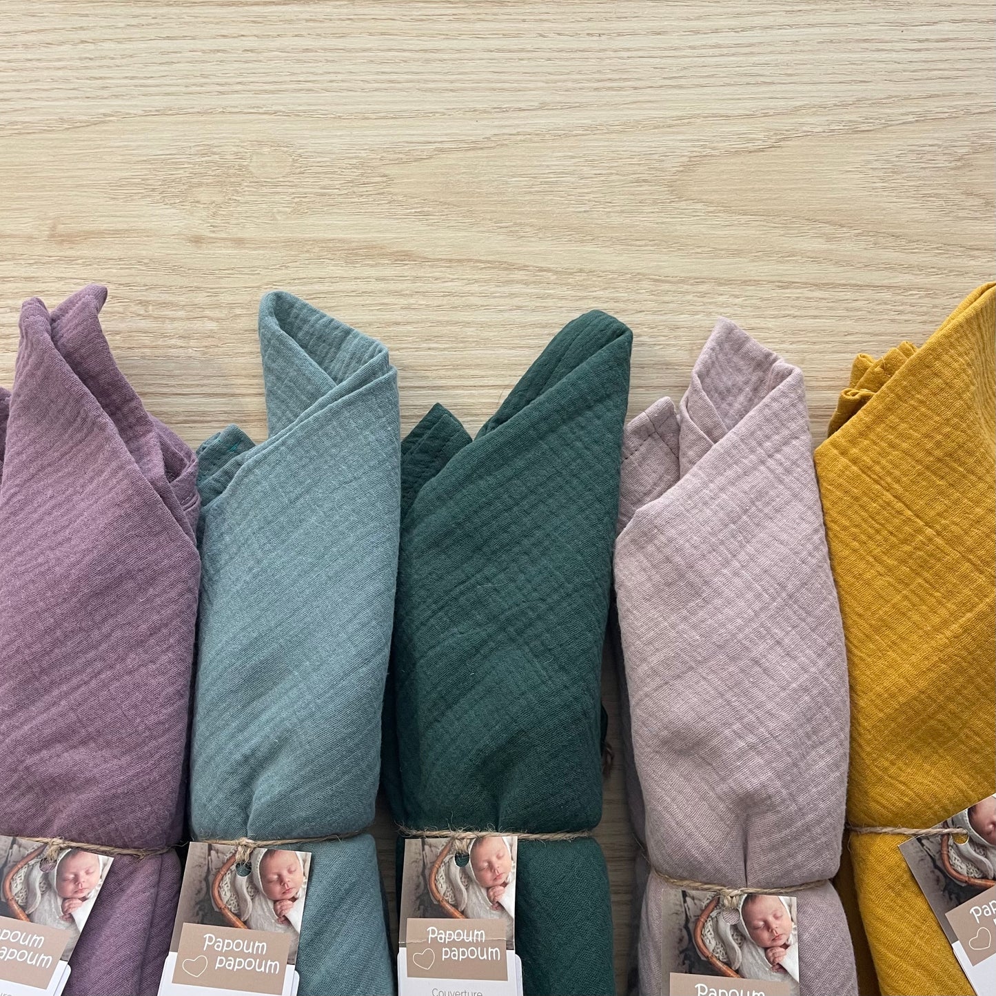 Couverture en mousseline de coton bio - Taupe