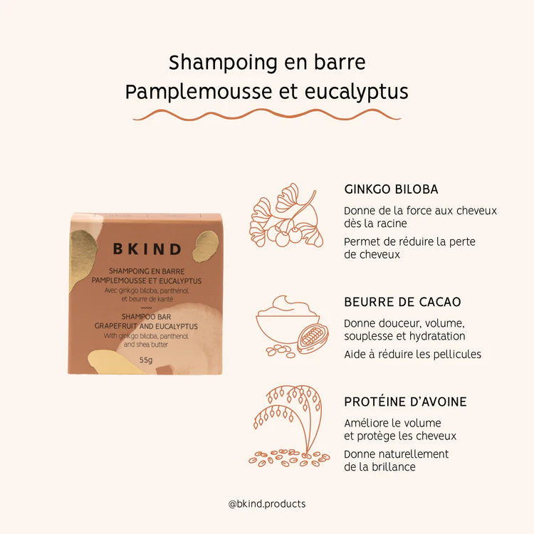 Shampooing en barre - Pamplemousse et eucalyptus
