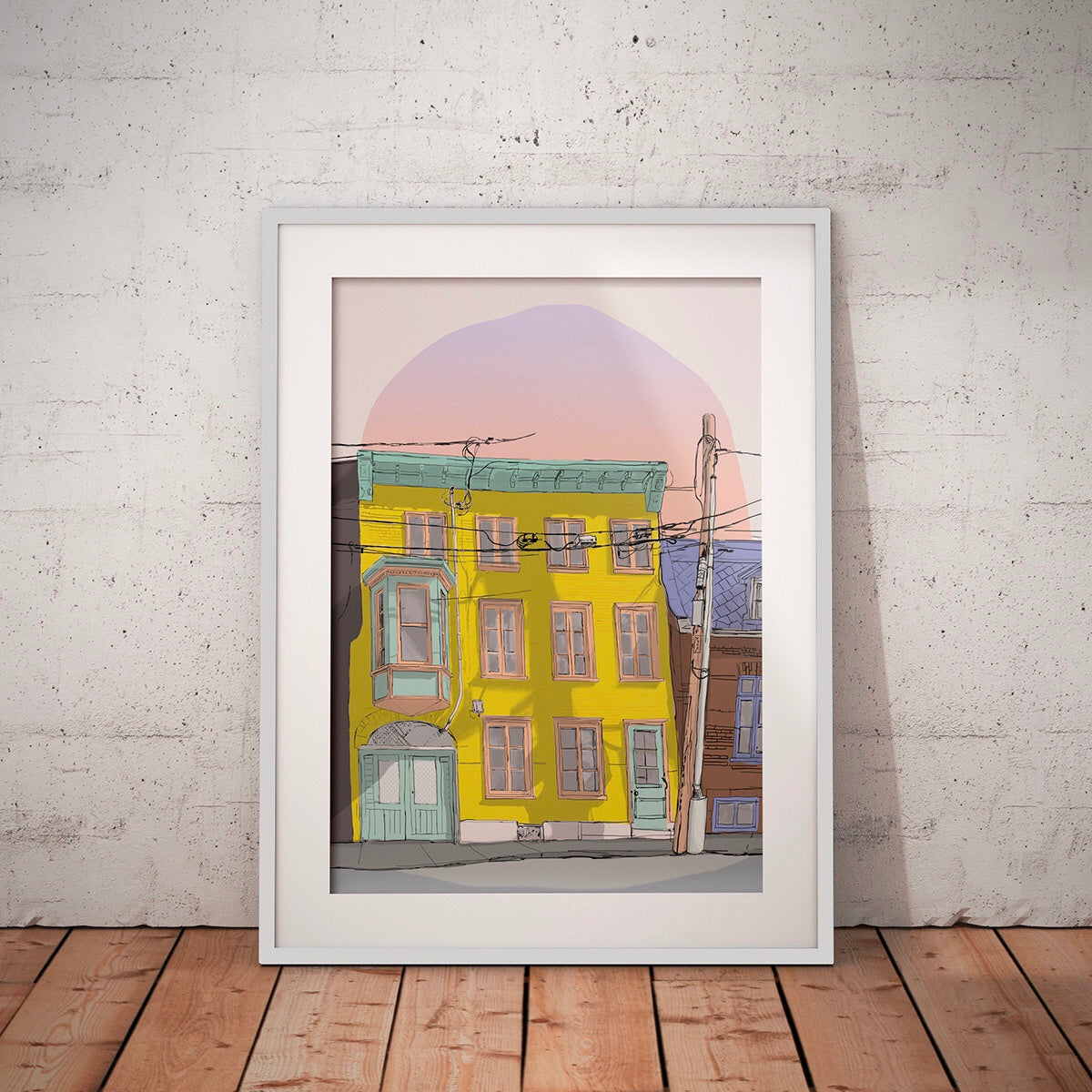 Illustration décorative - Maison jaune soleil