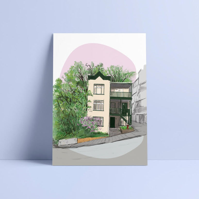 Illustration postale - Maisonnette verte