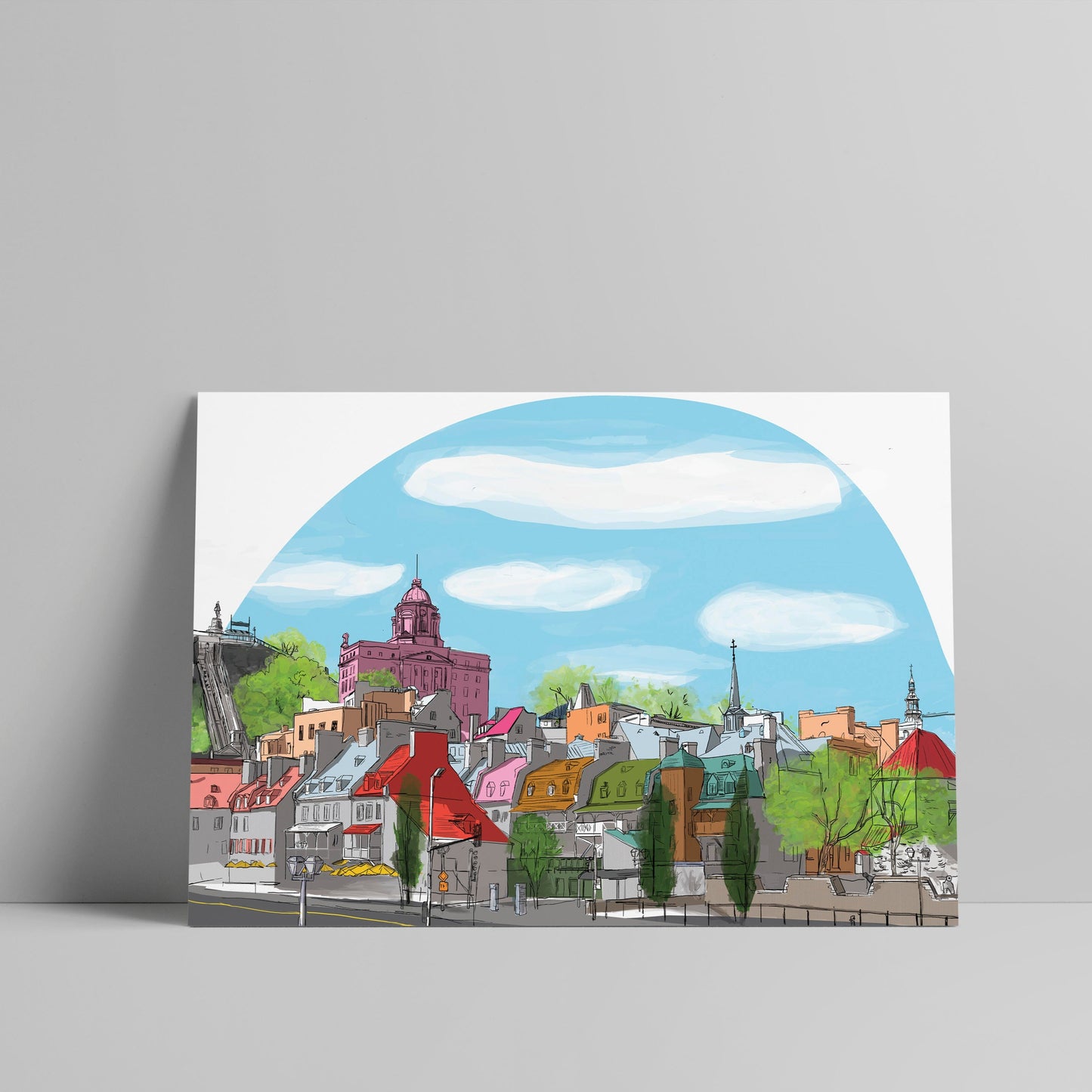 Illustration décorative - Toîts colorés