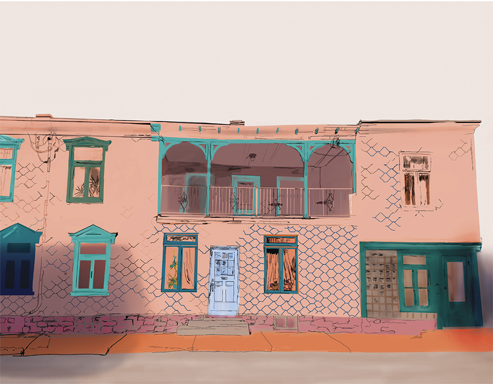 Illustration postale - Maison saumon