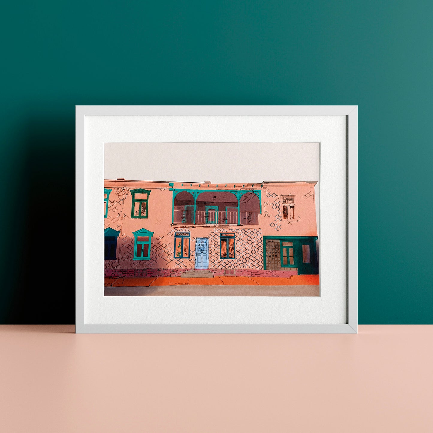 Illustration postale - Maison saumon