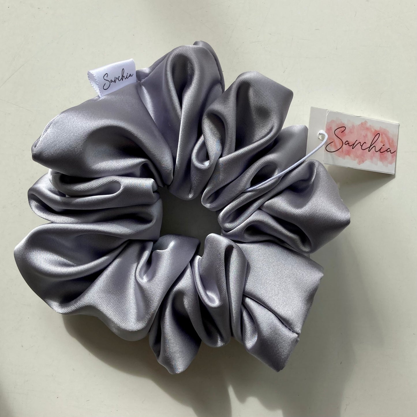 Chouchou en satin - Gris pâle