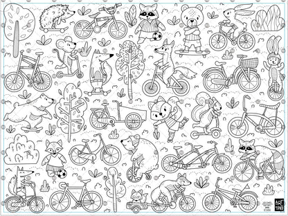 Coloriage géant - Balade à vélo