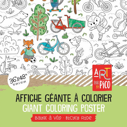 Coloriage géant - Balade à vélo