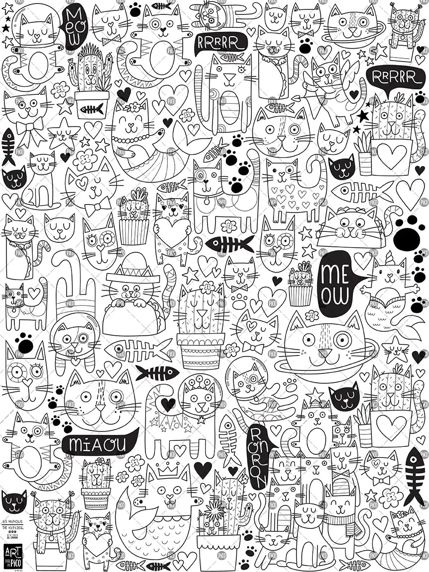 Coloriage géant - Les minous