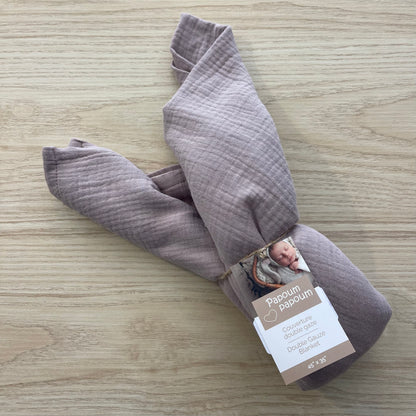 Couverture en mousseline de coton bio - Taupe