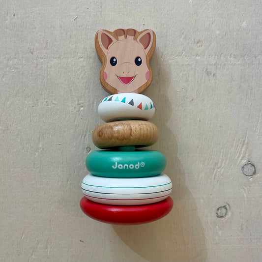 Tour empilable en bois Sophie la girafe, par Janod