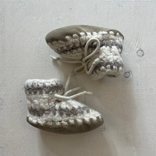 Pantoufles en laine et cuir 13 cm