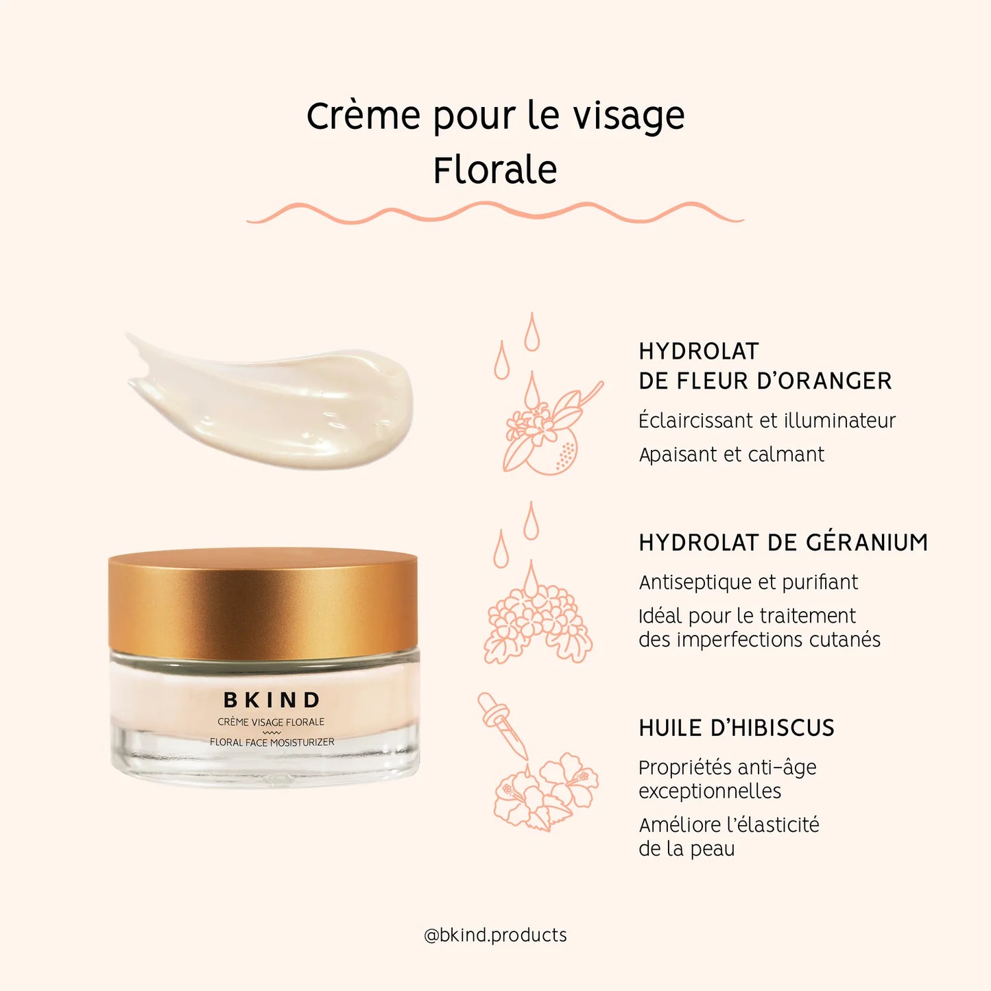 Crème visage florale avec acide hyaluronique