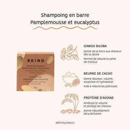 Shampooing en barre - Pamplemousse et eucalyptus