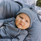 Bonnet de naissance en bambou - Bleu acier