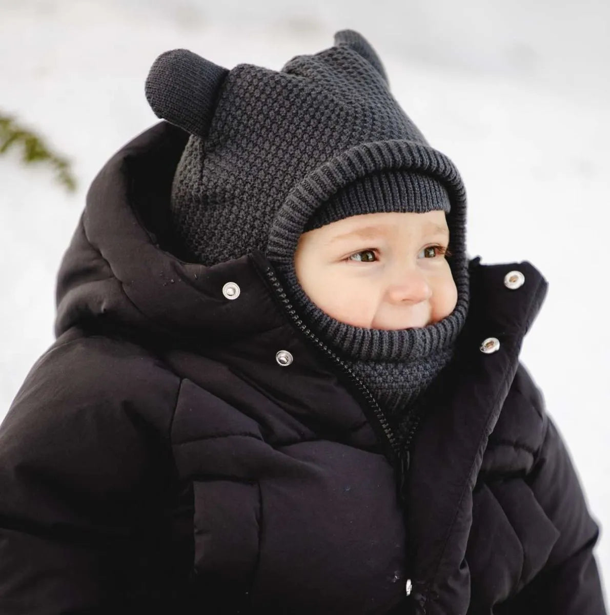 Cagoule en tricot doux - Black Ink
