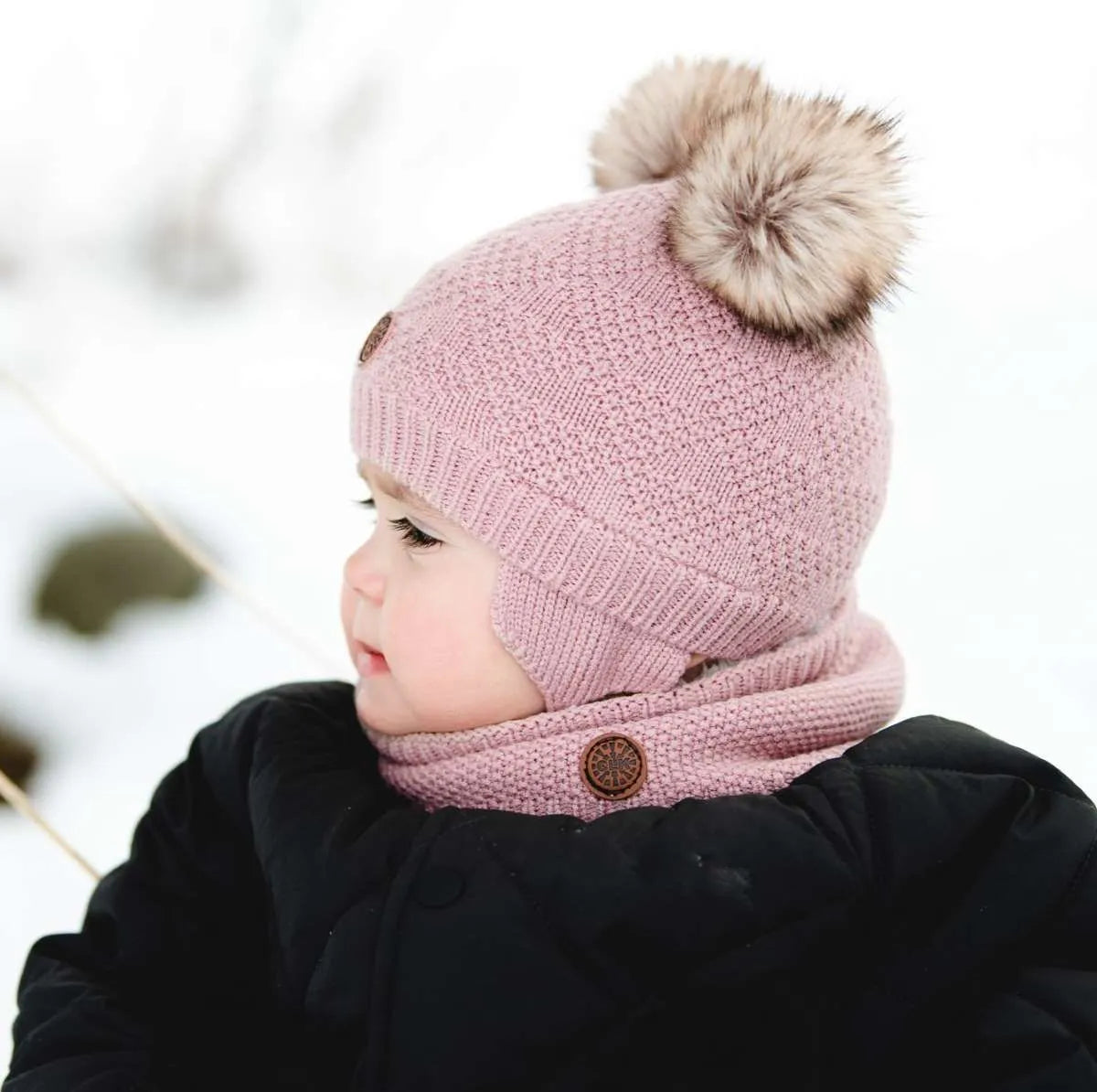 Cache-cou en tricot doux - Rose Cendre