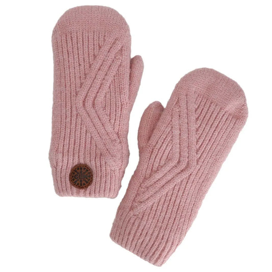 Mitaines en tricot doux - Rose