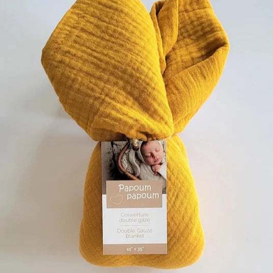 Couverture en mousseline de coton bio - Curry