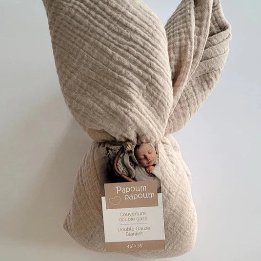 Couverture en mousseline de coton bio - Taupe