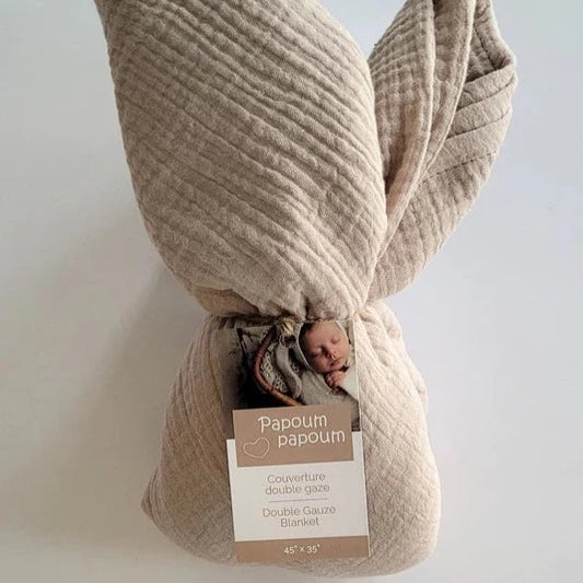 Couverture en mousseline de coton bio - Taupe