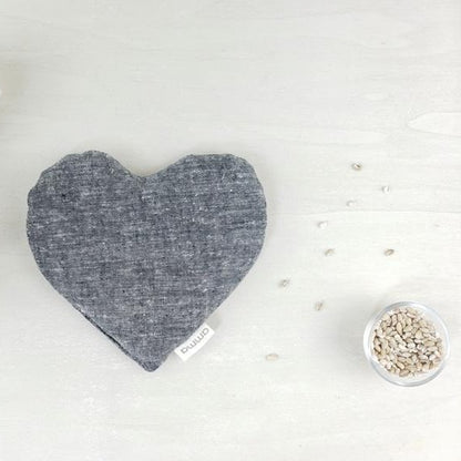 Coussin réconfort cœur - Coton bio gris