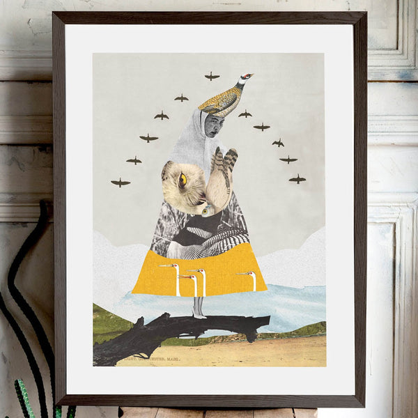 Illustration décorative - Dame aux oiseaux