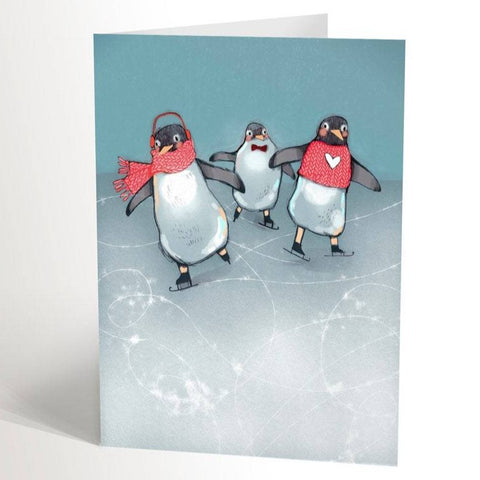 Carte de souhaits - Pingouins patineurs