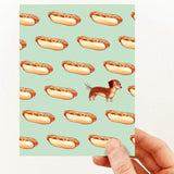 Carte de souhaits - Chien-saucisse hotdog