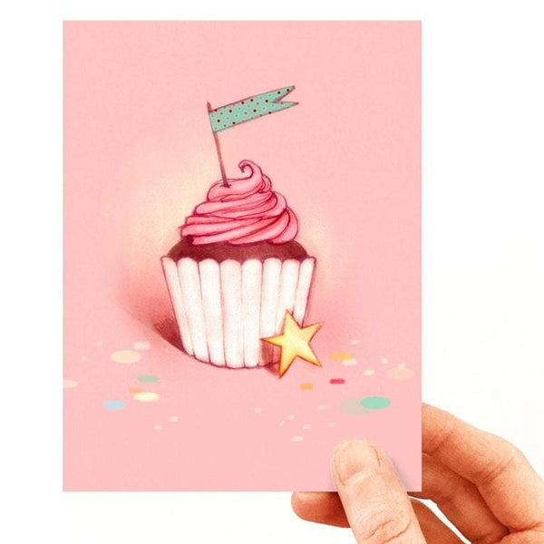 Carte de souhaits - Cupcake rose