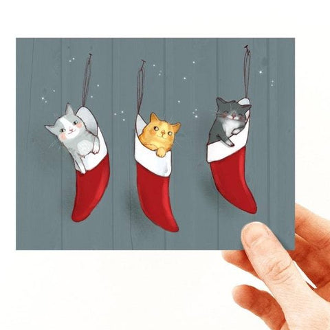 Carte de souhaits - Trois chatons de Noël