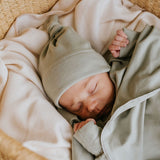 Bonnet de naissance en bambou - Sauge