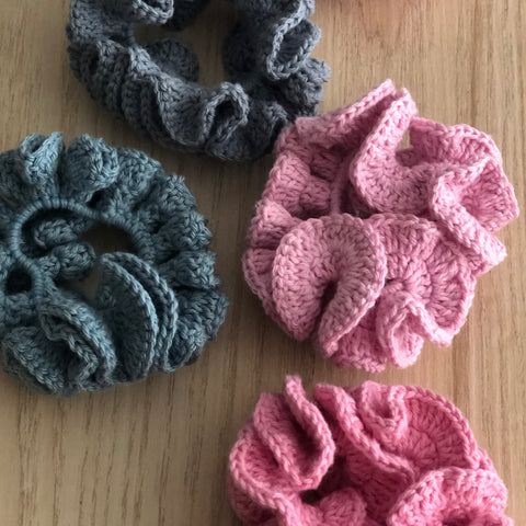 Chouchou élastique en crochet - Dusty Blue Green