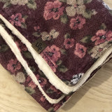 Couverture chaude en tricot - Fleurs bourgogne/Crème