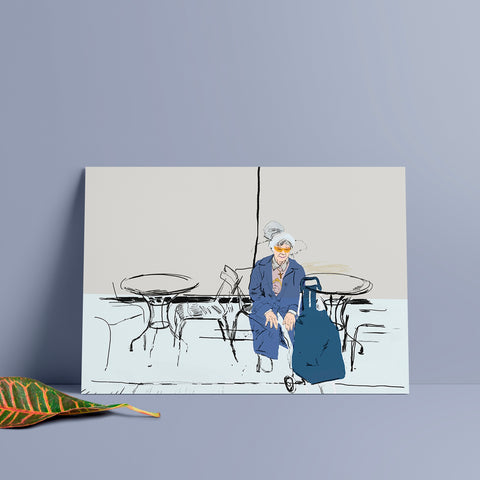 Illustration postale - Petite dame sympa