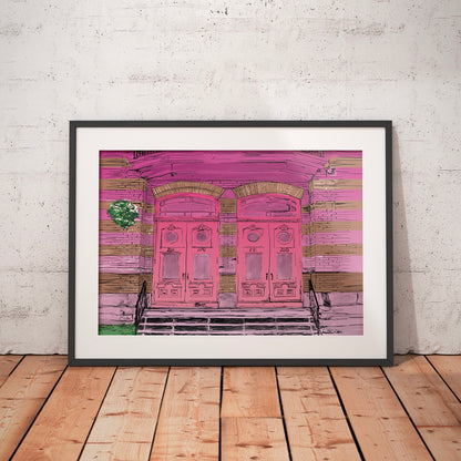 Illustration décorative - Les portes roses