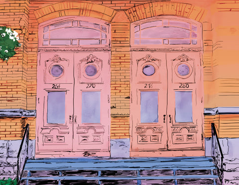 Illustration postale - Les portes oranges
