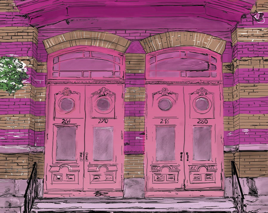 Illustration décorative - Les portes roses